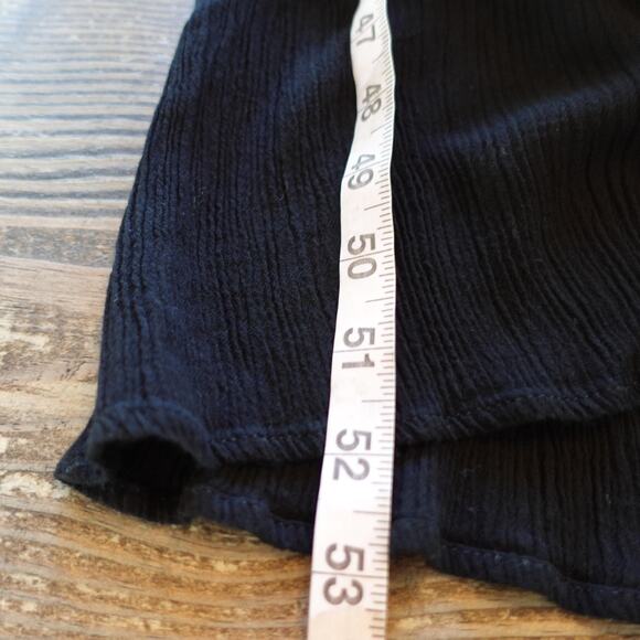 Vintage Y2K Jumpsuit Womens Large Black Crinkle Wide Leg Tie Back USA Boho Goth - Picture 9 of 12